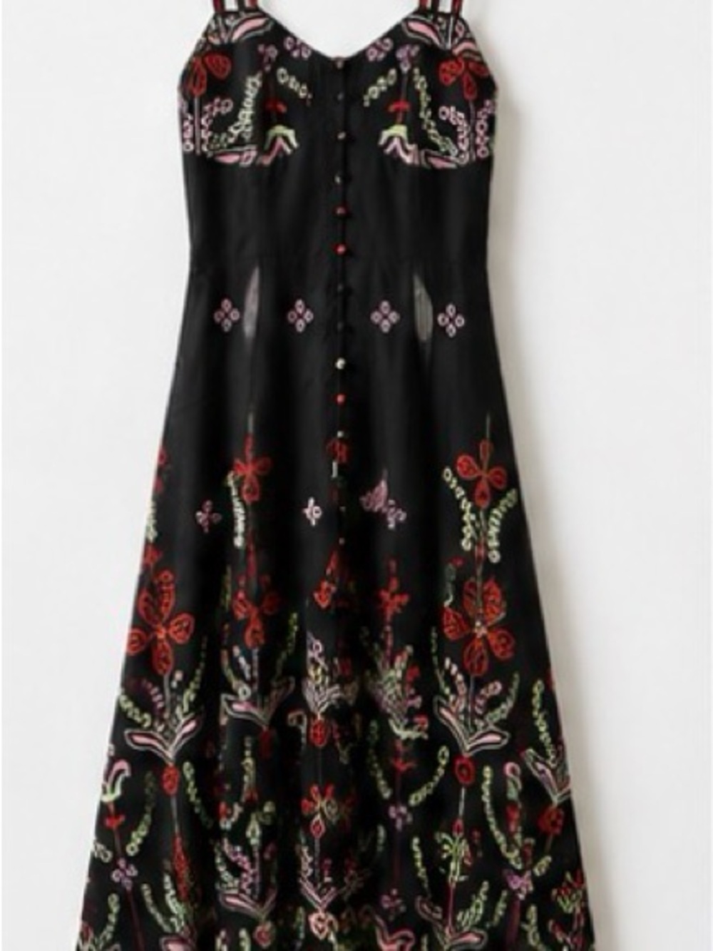 HalfHeart Printed Floral Button Front Midi Dress Black Size S NWOT